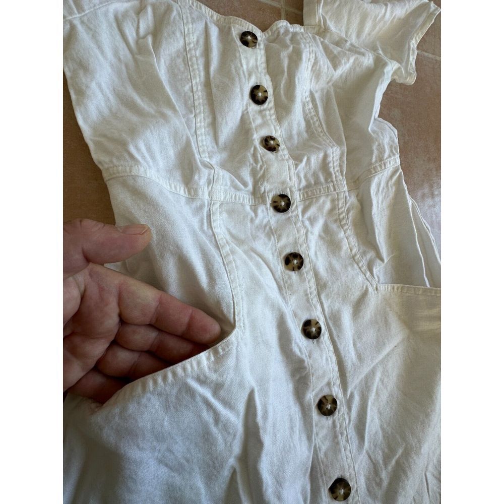 Madewell ‎ Linen cotton  blend  Front buttons square neck Dress Size - Picture 6 of 10